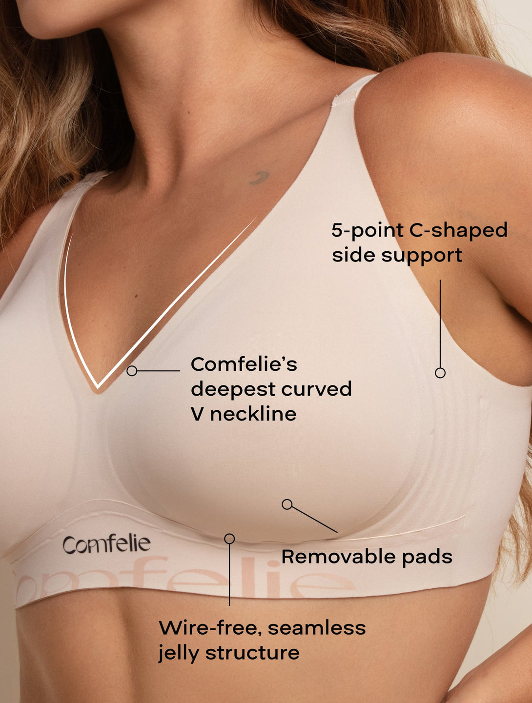 Comfelie Seamless Nano Soft VIVA V Neck Smart Bra 