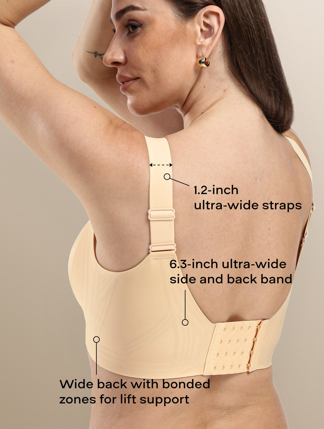 Comfelie Seamless Bra 6.3 Inch Ultra Wide Full Coverage 